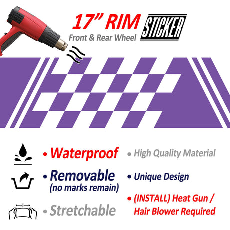 StickerBao Purple CHECK01 Advanced 2-Piece Rim Sticker Universal Motorcycle 17 inch Rim Wheel Decal For Triumph