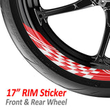 StickerBao Red CHECK01 Advanced 2-Piece Rim Sticker Universal Motorcycle 17 inch Inner Edge Wheel Decal Check For Ducati