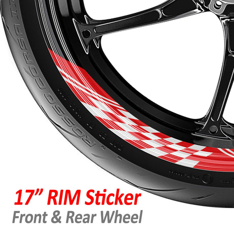 StickerBao Red 17 inch CHECK01 Advanced 2-Piece Rim Sticker Universal Motorcycle Rim Wheel Decal For Honda
