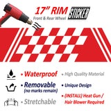 StickerBao Red 17 inch CHECK01 Advanced 2-Piece Rim Sticker Universal Motorcycle Rim Wheel Decal For Kawasaki