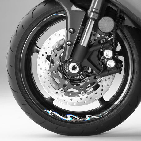 StickerBao Blue Universal 17 inch Motorcycle DRAGON01 Advanced 2-Piece Rim Sticker Rim Wheel Decal For For Suzuki