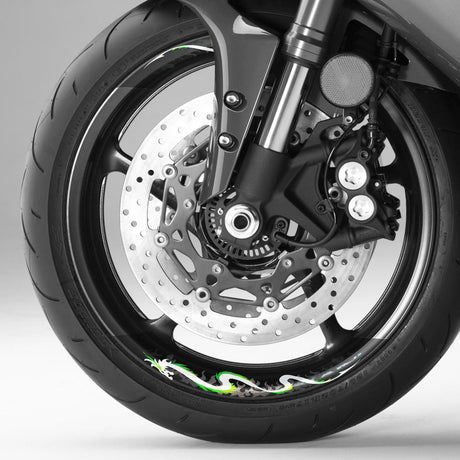 StickerBao Green Universal 17 inch Motorcycle DRAGON01 Advanced 2-Piece Rim Sticker Rim Wheel Decal For For Suzuki