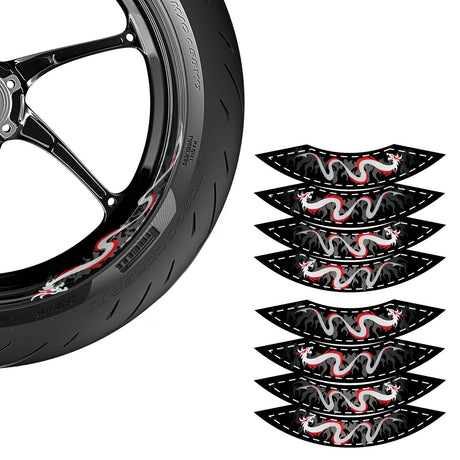 StickerBao Red Universal 17 inch Motorcycle DRAGON01 Advanced 2-Piece Rim Sticker Rim Wheel Decal For For Suzuki