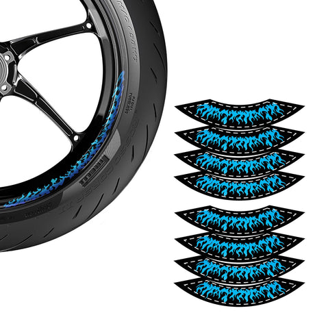 StickerBao Blue 17 inch FIRE01 Advanced 2-Piece Rim Sticker Universal Motorcycle Rim Wheel Decal For Honda