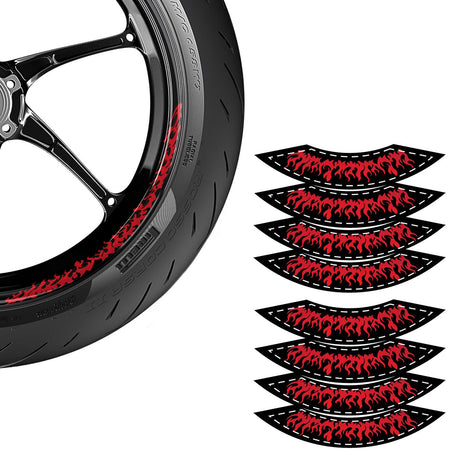 StickerBao Red FIRE01 Advanced 2-Piece Rim Sticker Universal Motorcycle 17 inch Inner Edge Wheel Decal For Aprilia