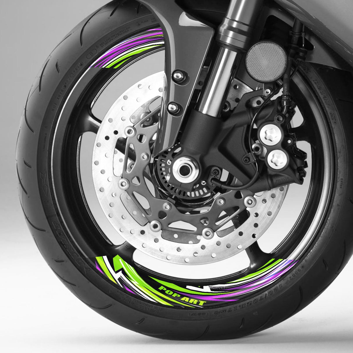 StickerBao 17 inch FLASH01 Advanced 2-Piece Rim Sticker Universal Motorcycle Inner Edge Wheel Decal For Kawasaki