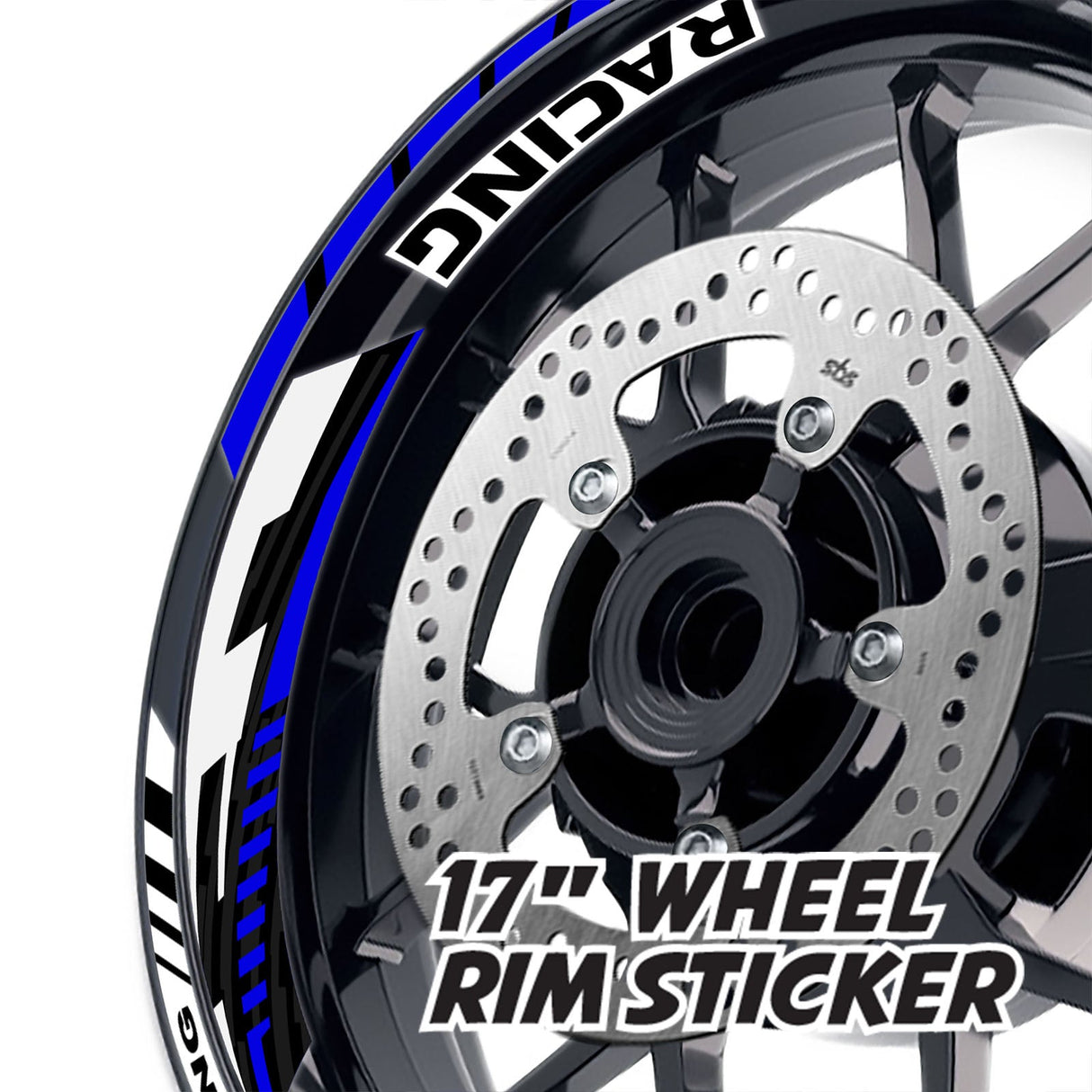 StickerBao Blue 17 inch GP09 Platinum Inner Edge Rim Sticker Universal Motorcycle Rim Wheel Decal Racing For Yamaha