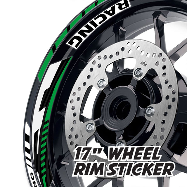 StickerBao Dark Green 17 inch GP09 Platinum Inner Edge Rim Sticker Universal Motorcycle Rim Wheel Decal Racing For Kawasaki