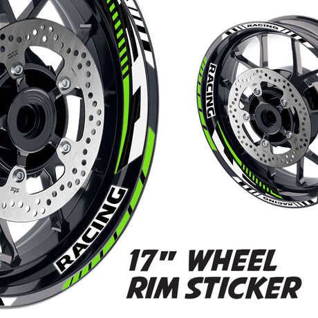 StickerBao Green 17 inch GP09 Platinum Inner Edge Rim Sticker Universal Motorcycle Rim Wheel Decal Racing For Kawasaki