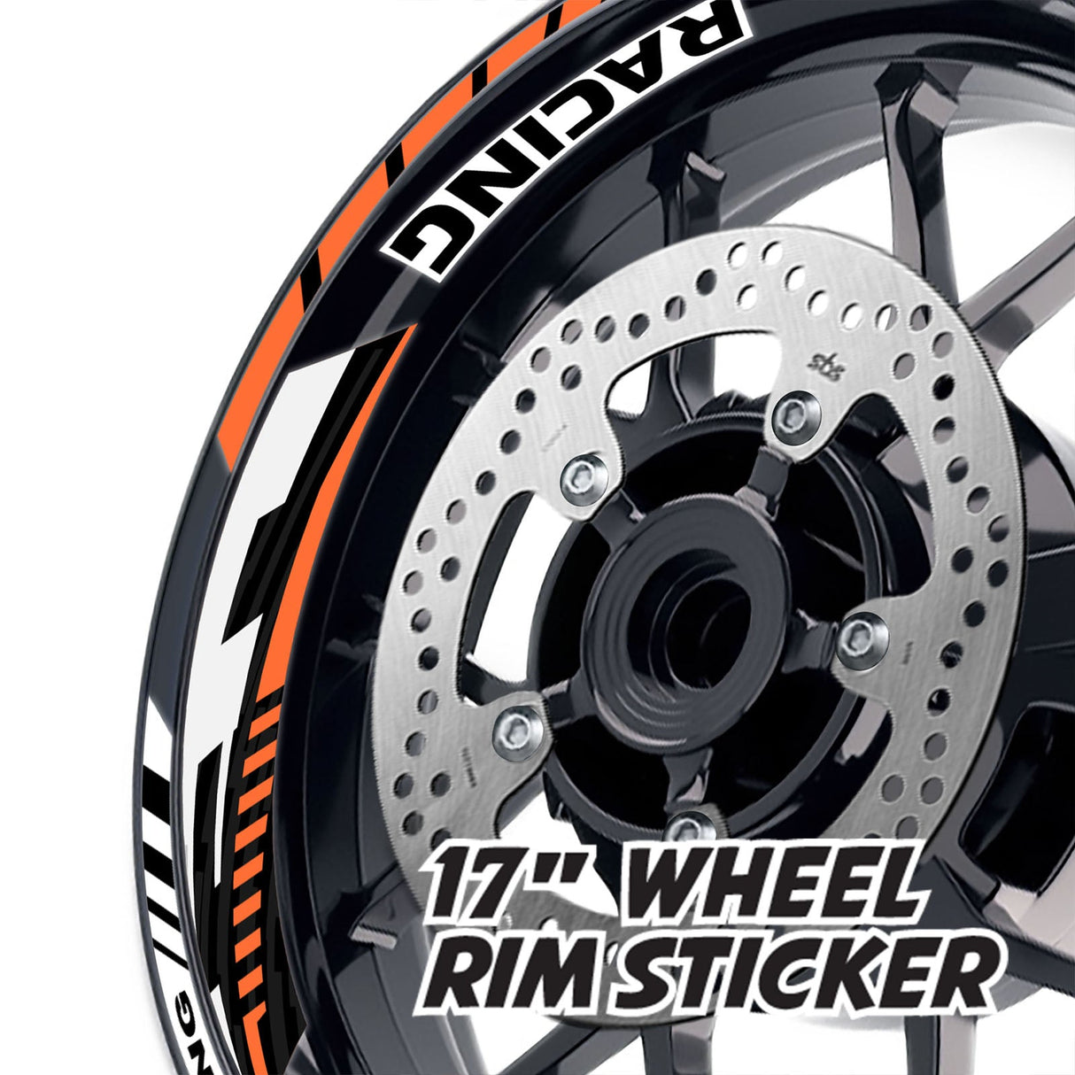 StickerBao Orange 17 inch GP09 Platinum Inner Edge Rim Sticker Universal Motorcycle Rim Wheel Decal Racing For Yamaha