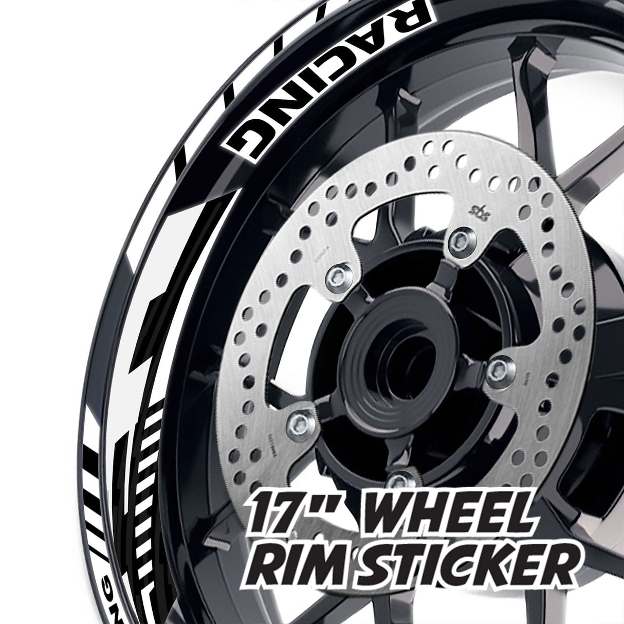 StickerBao White 17 inch GP09 Platinum Inner Edge Rim Sticker Universal Motorcycle Rim Wheel Decal Racing For Yamaha