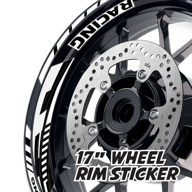 StickerBao White 17 inch GP09 Platinum Inner Edge Rim Sticker Universal Motorcycle Rim Wheel Decal Racing For Kawasaki