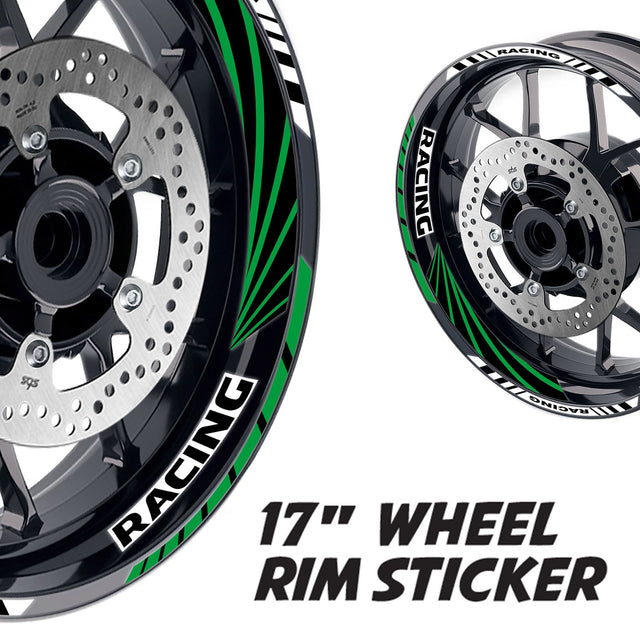StickerBao Dark Green 17 inch GP10 Platinum Inner Edge Rim Sticker Universal Motorcycle Rim Wheel Decal Racing For Suzuki