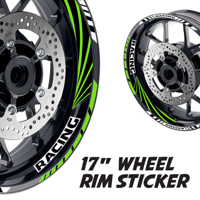 StickerBao Green 17 inch GP10 Platinum Inner Edge Rim Sticker Universal Motorcycle Rim Wheel Decal Racing For Kawasaki