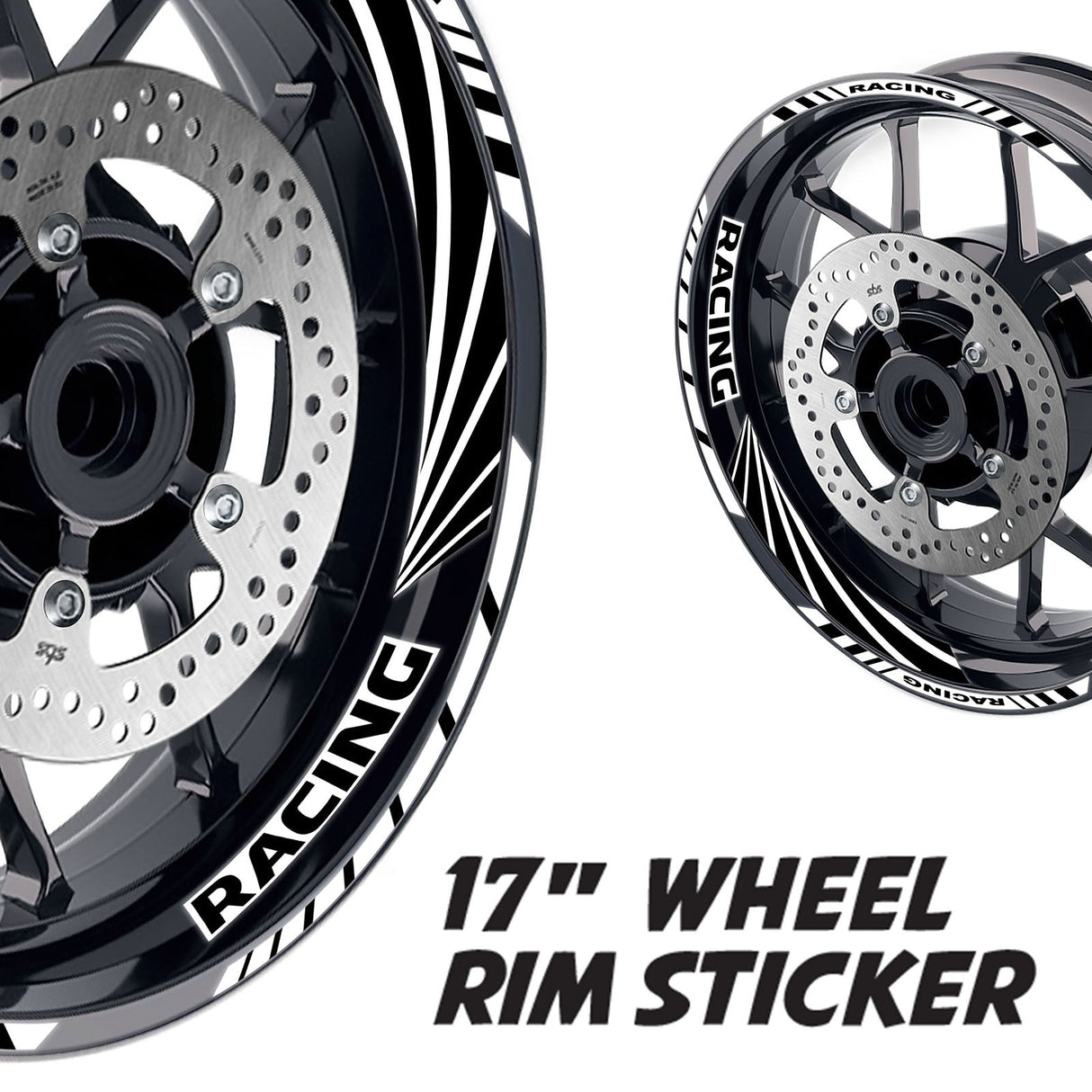 StickerBao White 17 inch GP10 Platinum Inner Edge Rim Sticker Universal Motorcycle Rim Wheel Decal Racing For Ducati