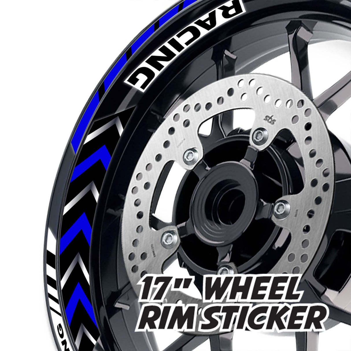 StickerBao Blue 17 inch GP11 Platinum Inner Edge Rim Sticker Universal Motorcycle Rim Wheel Decal Racing For Honda