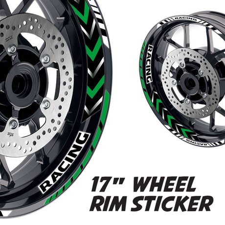 StickerBao Dark Green 17 inch GP11 Platinum Inner Edge Rim Sticker Universal Motorcycle Rim Wheel Decal Racing For Kawasaki