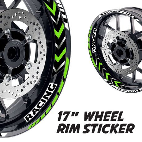 StickerBao Green 17 inch GP11 Platinum Inner Edge Rim Sticker Universal Motorcycle Rim Wheel Decal Racing For Kawasaki