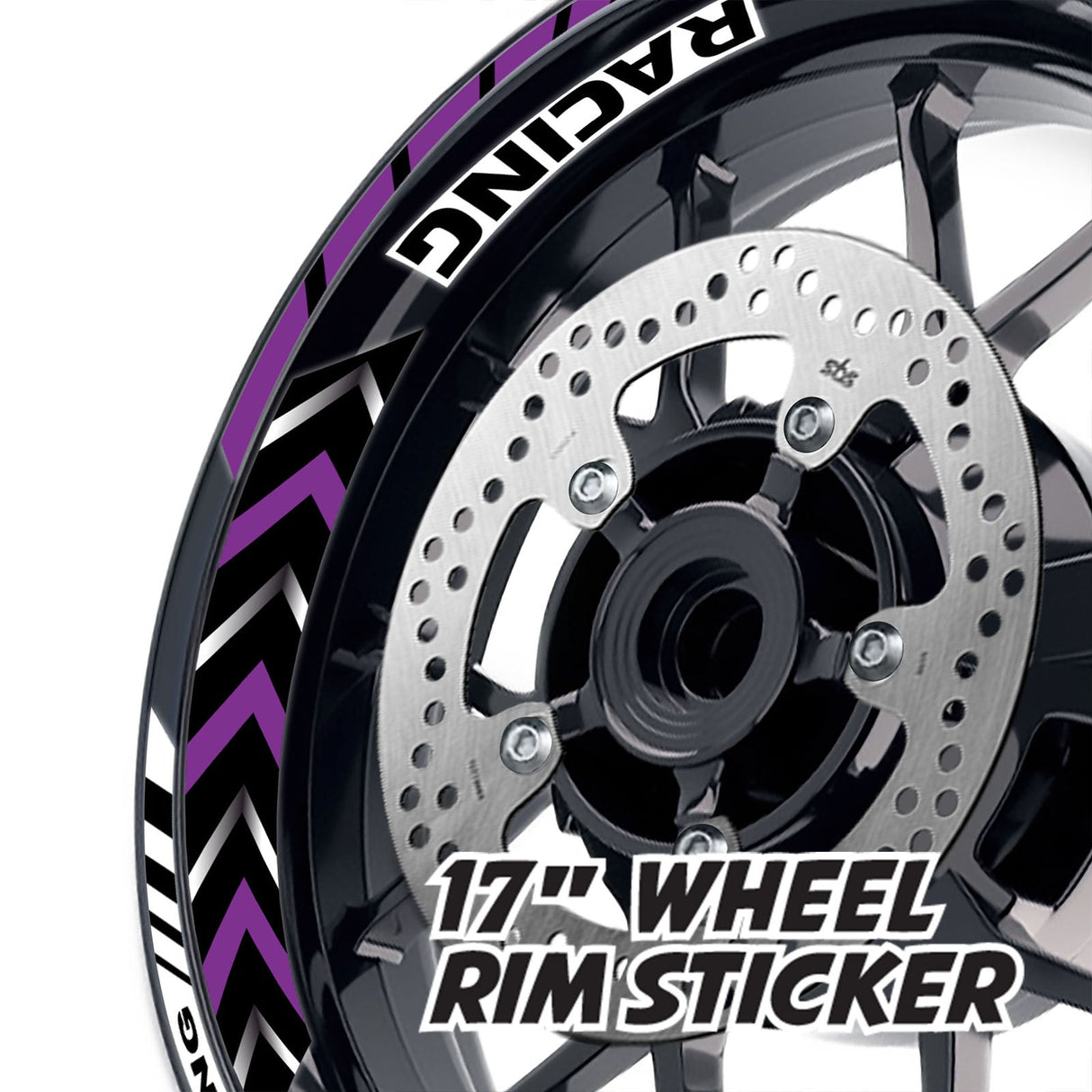 StickerBao Purple 17 inch GP11 Platinum Inner Edge Rim Sticker Universal Motorcycle Rim Wheel Decal Racing For Honda