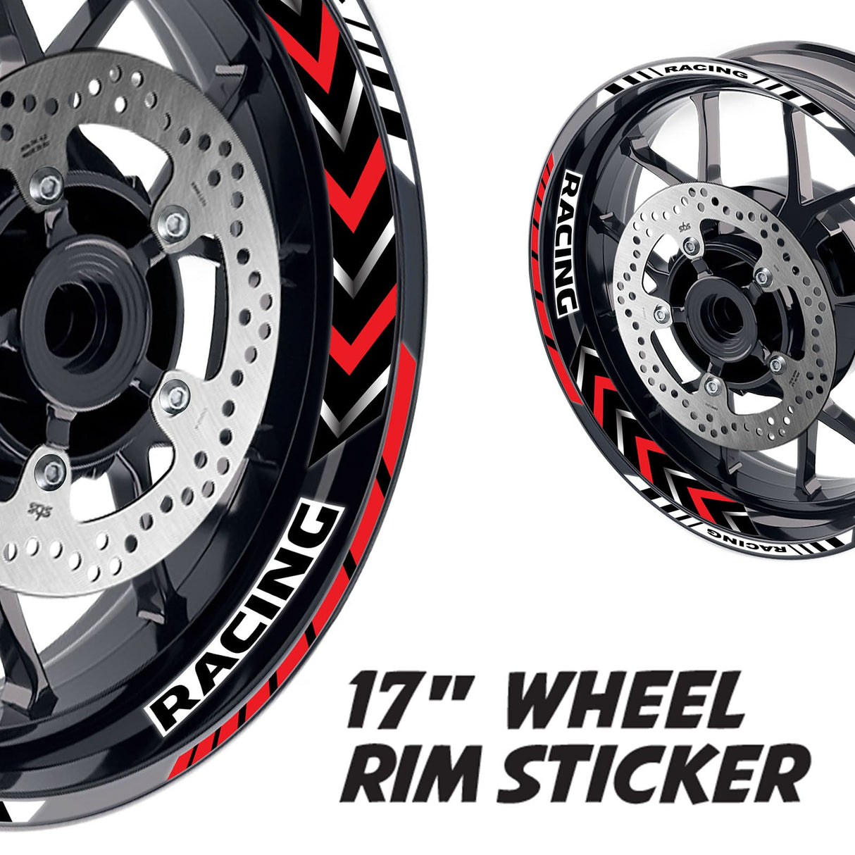 StickerBao Red 17 inch GP11 Platinum Inner Edge Rim Sticker Universal Motorcycle Rim Wheel Decal Racing For Honda