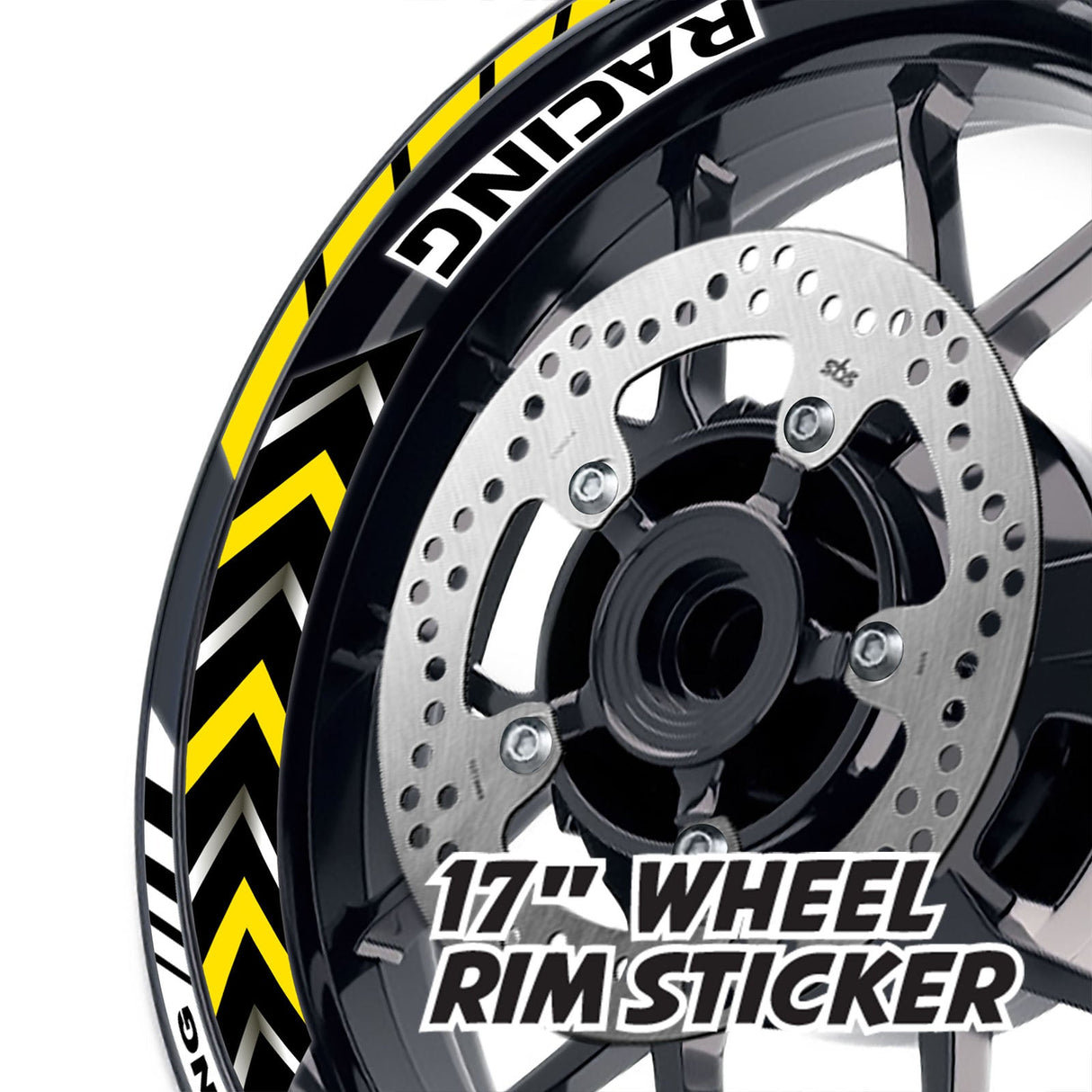 StickerBao Yellow 17 inch GP11 Platinum Inner Edge Rim Sticker Universal Motorcycle Rim Wheel Decal Racing For Honda