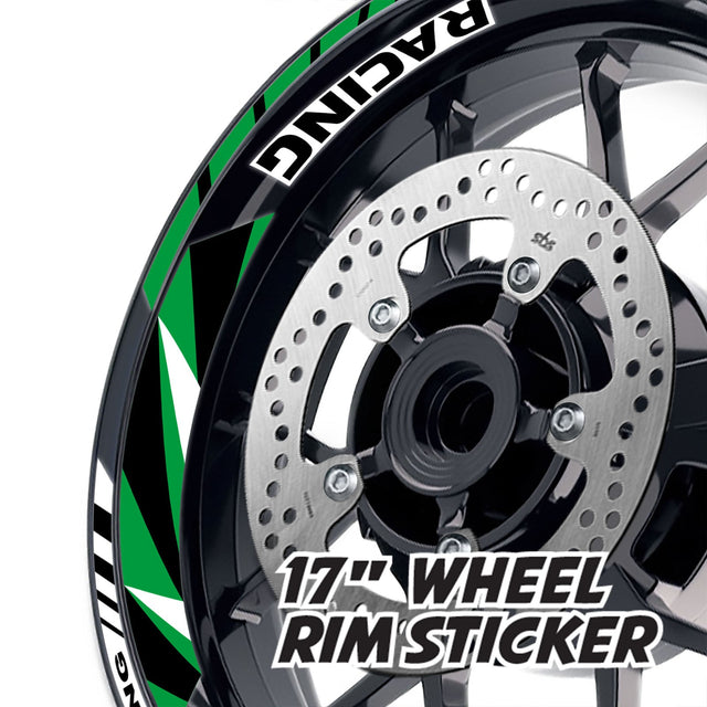 StickerBao Dark Green 17 inch GP12 Platinum Inner Edge Rim Sticker Universal Motorcycle Rim Wheel Decal Racing For Kawasaki