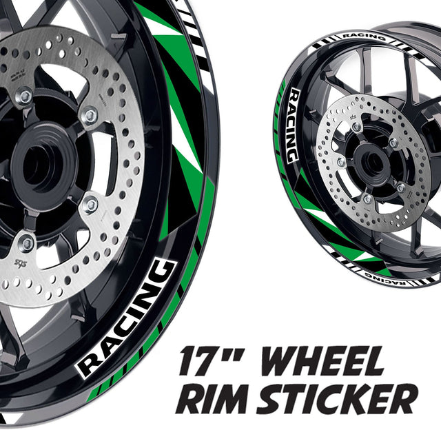 StickerBao Dark Green 17 inch GP12 Platinum Inner Edge Rim Sticker Universal Motorcycle Rim Wheel Decal Racing For Kawasaki