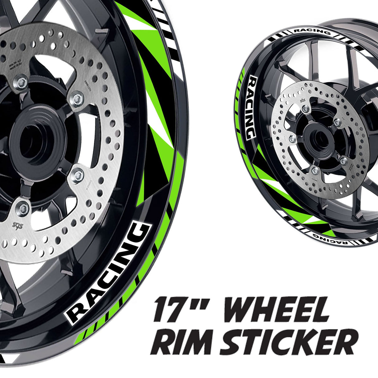 StickerBao Green 17 inch GP12 Platinum Inner Edge Rim Sticker Universal Motorcycle Rim Wheel Decal Racing For Suzuki