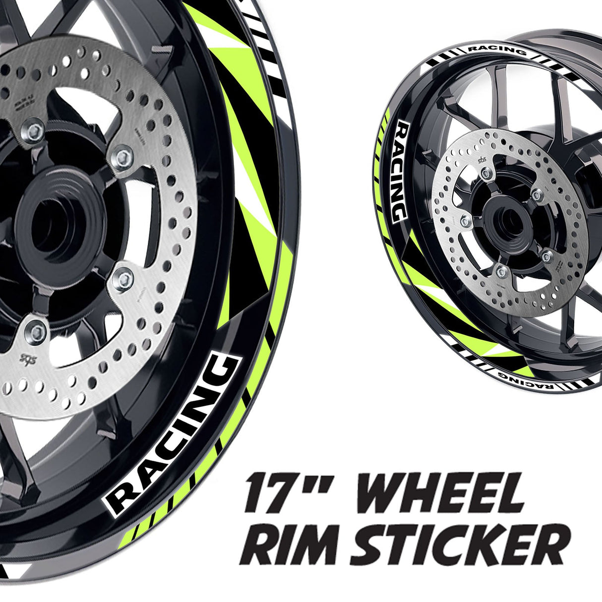 StickerBao Light Green 17 inch GP12 Platinum Inner Edge Rim Sticker Universal Motorcycle Rim Wheel Decal Racing For Suzuki