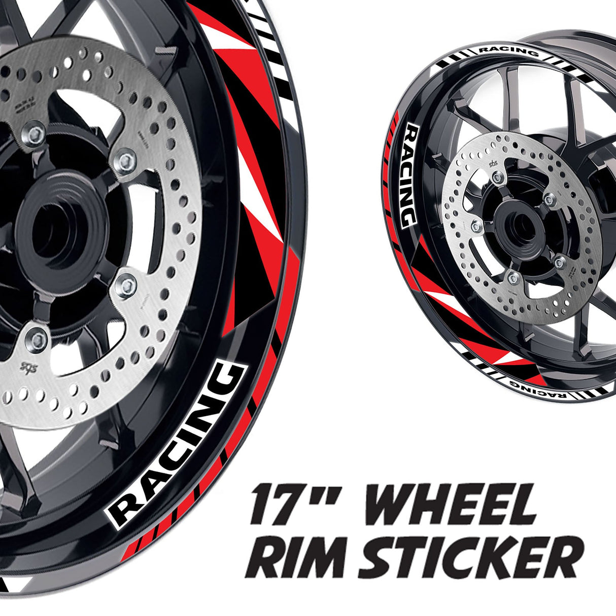 StickerBao Red 17 inch GP12 Platinum Inner Edge Rim Sticker Universal Motorcycle Rim Wheel Decal Racing For Yamaha