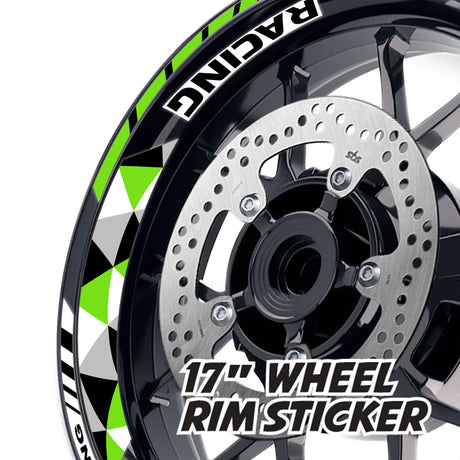 StickerBao Green 17 inch GP13 Platinum Inner Edge Rim Sticker Universal Motorcycle Rim Wheel Decal Racing For Kawasaki
