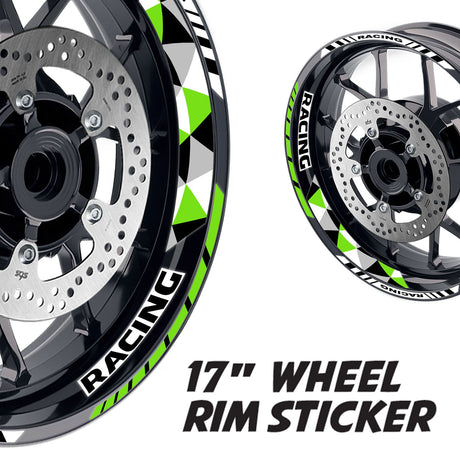 StickerBao Green 17 inch GP13 Platinum Inner Edge Rim Sticker Universal Motorcycle Rim Wheel Decal Racing For Kawasaki