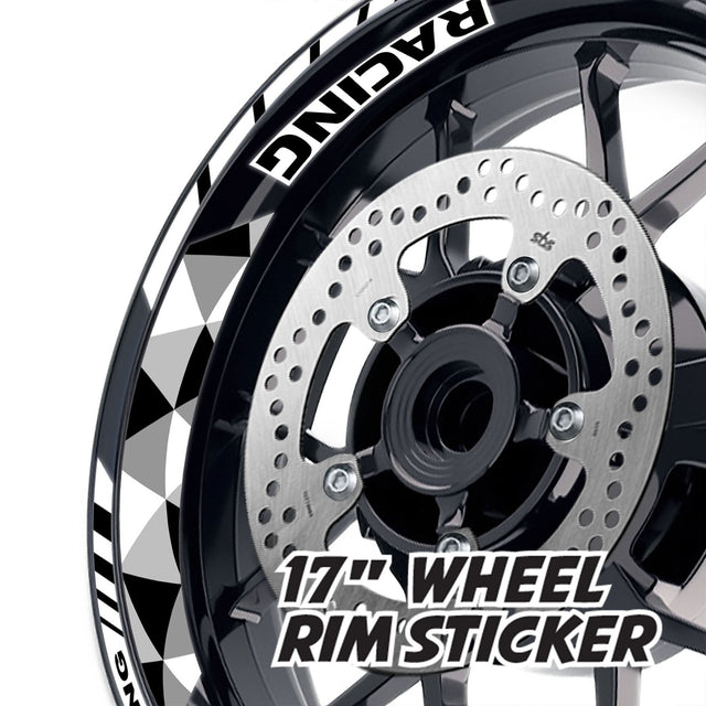 StickerBao White 17 inch GP13 Platinum Inner Edge Rim Sticker Universal Motorcycle Rim Wheel Decal Racing For Kawasaki