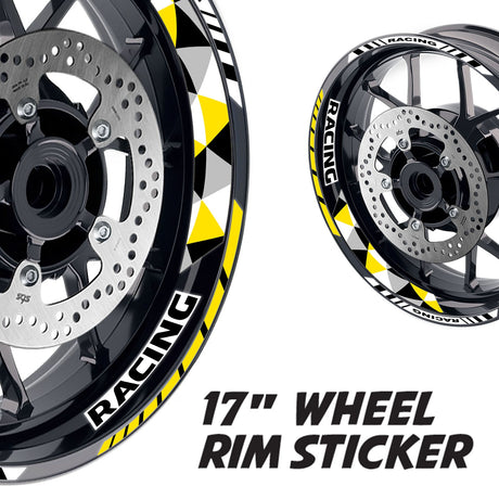 StickerBao Yellow 17 inch GP13 Platinum Inner Edge Rim Sticker Universal Motorcycle Rim Wheel Decal Racing For Honda