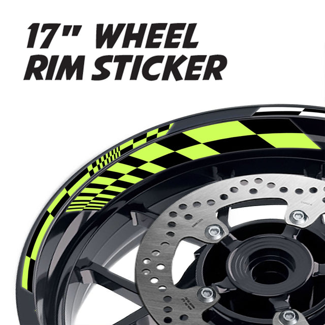 StickerBao Light Green 17 inch GP14 Platinum Inner Edge Rim Sticker Universal Motorcycle Rim Wheel Decal Racing For Yamaha