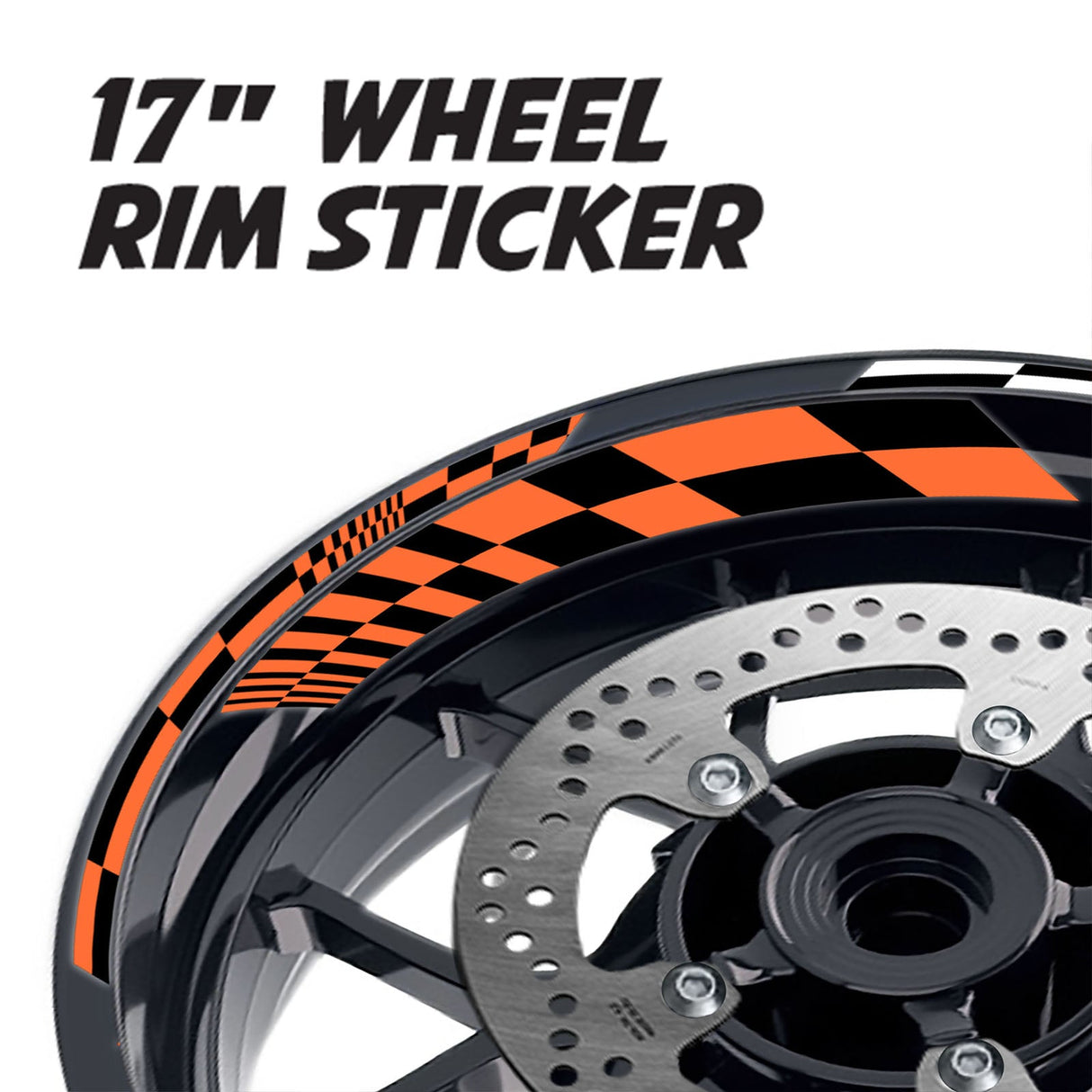 StickerBao Orange 17 inch GP14 Platinum Inner Edge Rim Sticker Universal Motorcycle Rim Wheel Decal Racing For Ducati