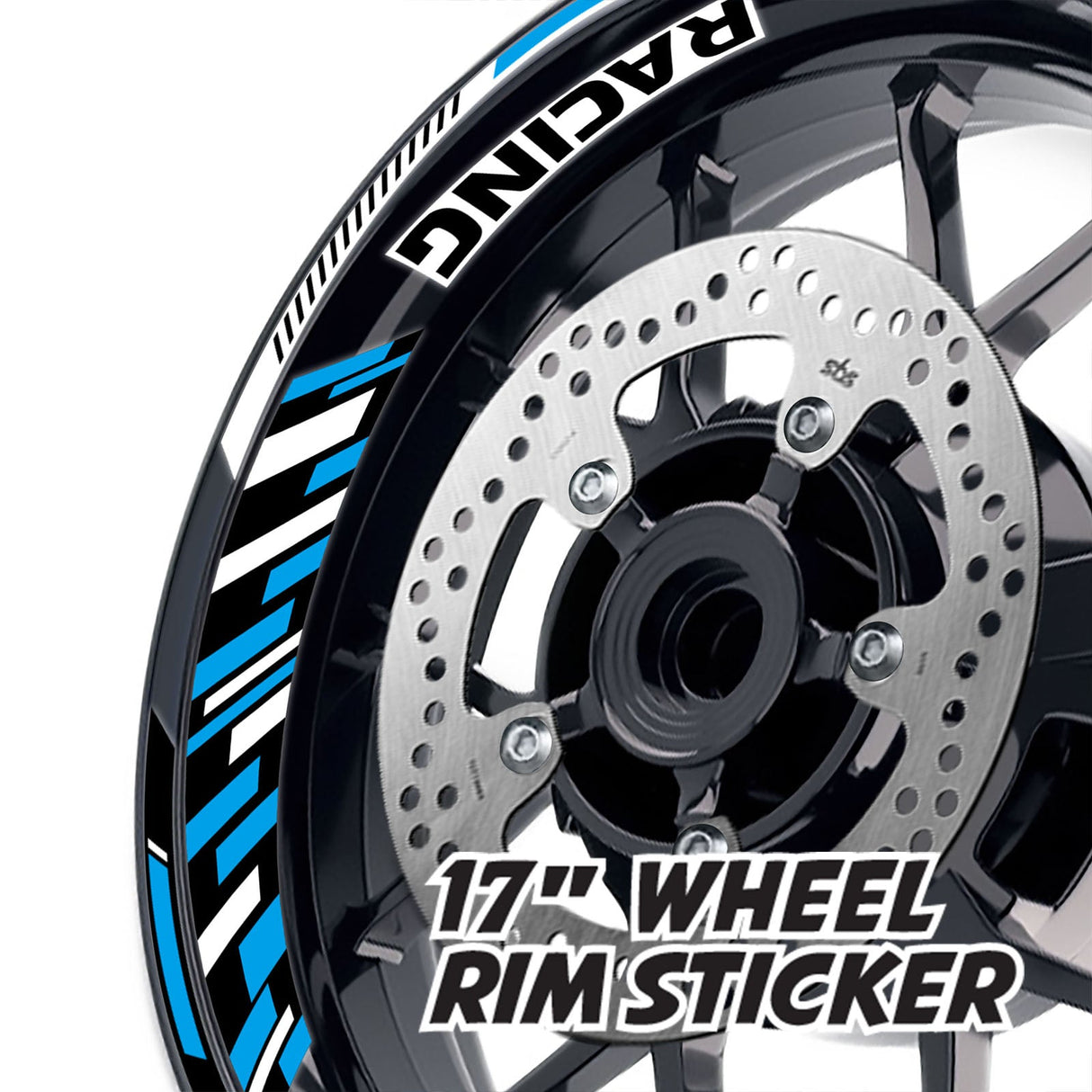 StickerBao Aqua 17 inch GP16 Platinum Inner Edge Rim Sticker Universal Motorcycle Rim Wheel Decal Racing For Yamaha