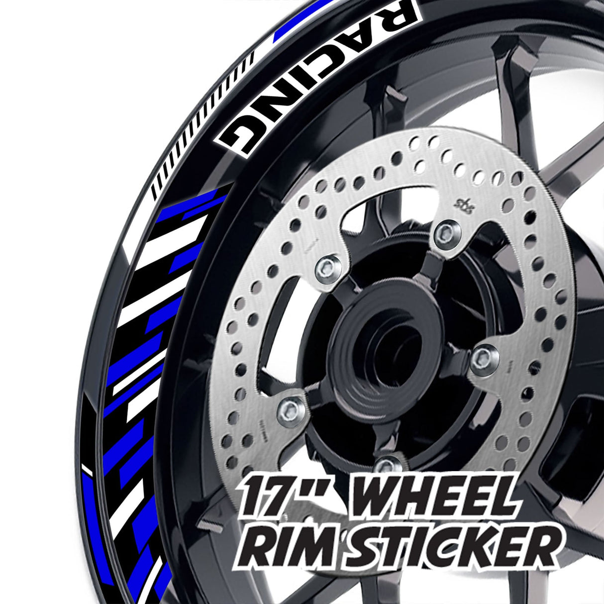 StickerBao Blue 17 inch GP16 Platinum Inner Edge Rim Sticker Universal Motorcycle Rim Wheel Decal Racing For Yamaha