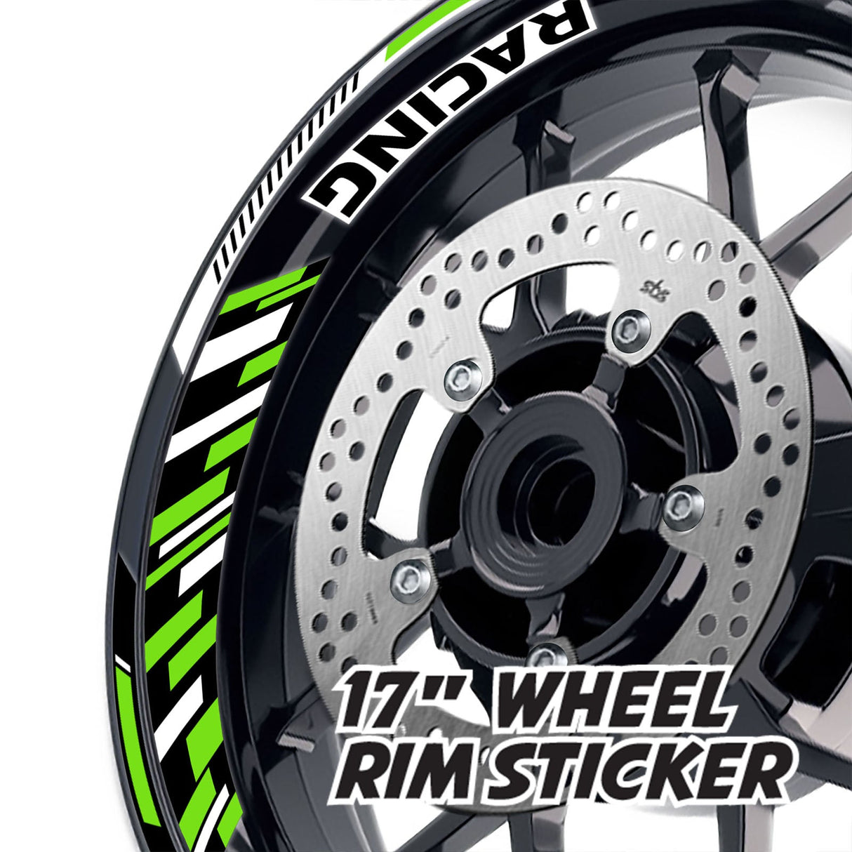 StickerBao Green 17 inch GP16 Platinum Inner Edge Rim Sticker Universal Motorcycle Rim Wheel Decal Racing For Yamaha