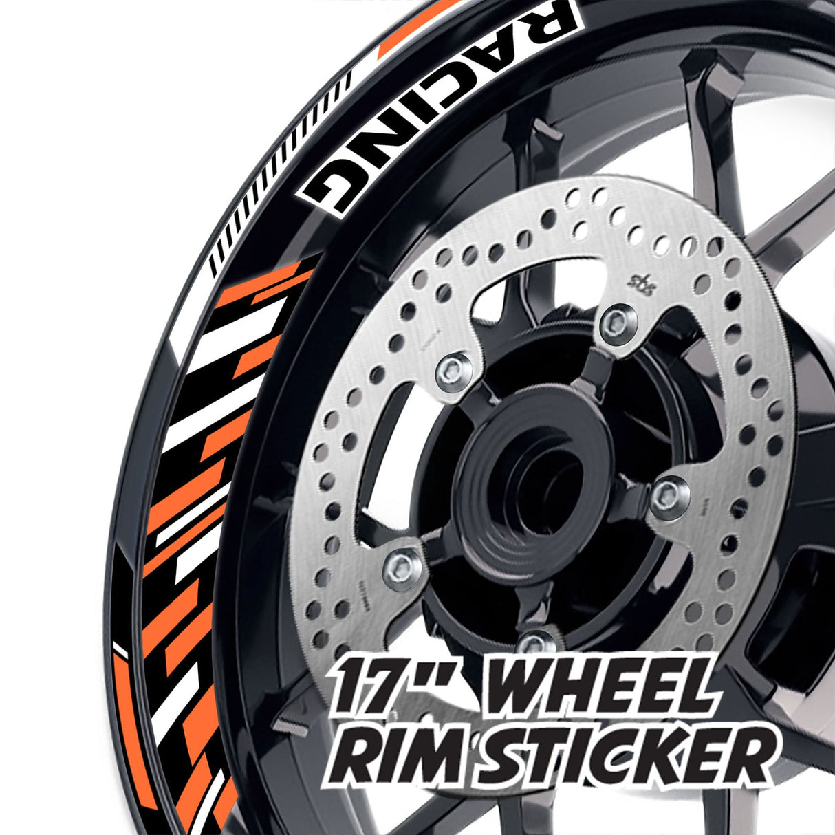 StickerBao Orange 17 inch GP16 Platinum Inner Edge Rim Sticker Universal Motorcycle Rim Wheel Decal Racing For Yamaha