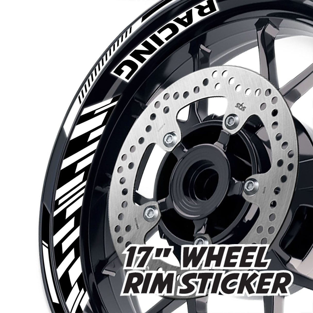 StickerBao White 17 inch GP16 Platinum Inner Edge Rim Sticker Universal Motorcycle Rim Wheel Decal Racing For Kawasaki