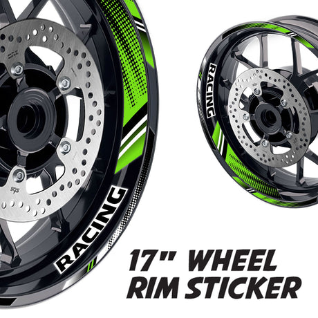 StickerBao Green 17 inch GP17 Platinum Inner Edge Rim Sticker Universal Motorcycle Rim Wheel Decal Racing For Kawasaki
