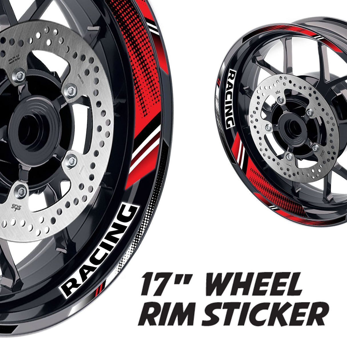 StickerBao Red 17 inch GP17 Platinum Inner Edge Rim Sticker Universal Motorcycle Rim Wheel Decal Racing For Honda