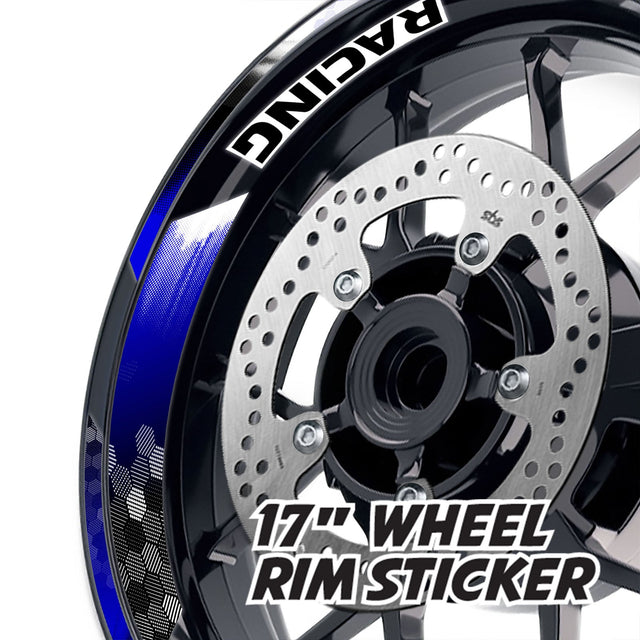 StickerBao Blue 17 inch GP18 Platinum Inner Edge Rim Sticker Universal Motorcycle Rim Wheel Decal Racing For Yamaha