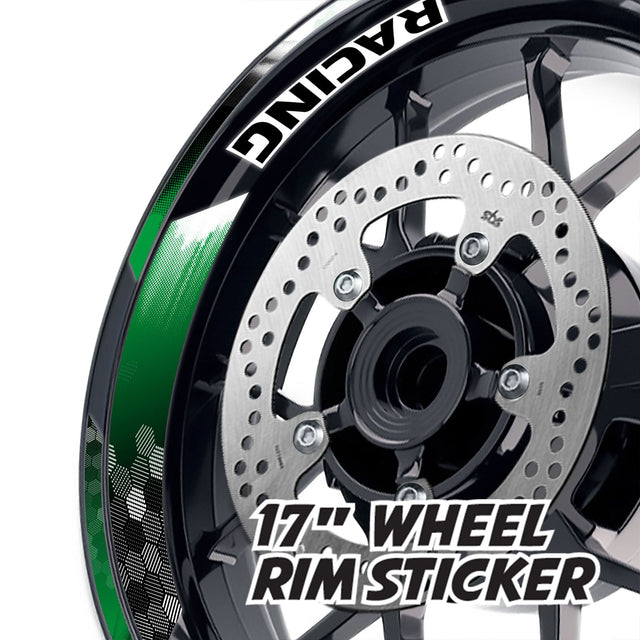 StickerBao Dark Green 17 inch GP18 Platinum Inner Edge Rim Sticker Universal Motorcycle Rim Wheel Decal Racing For Yamaha