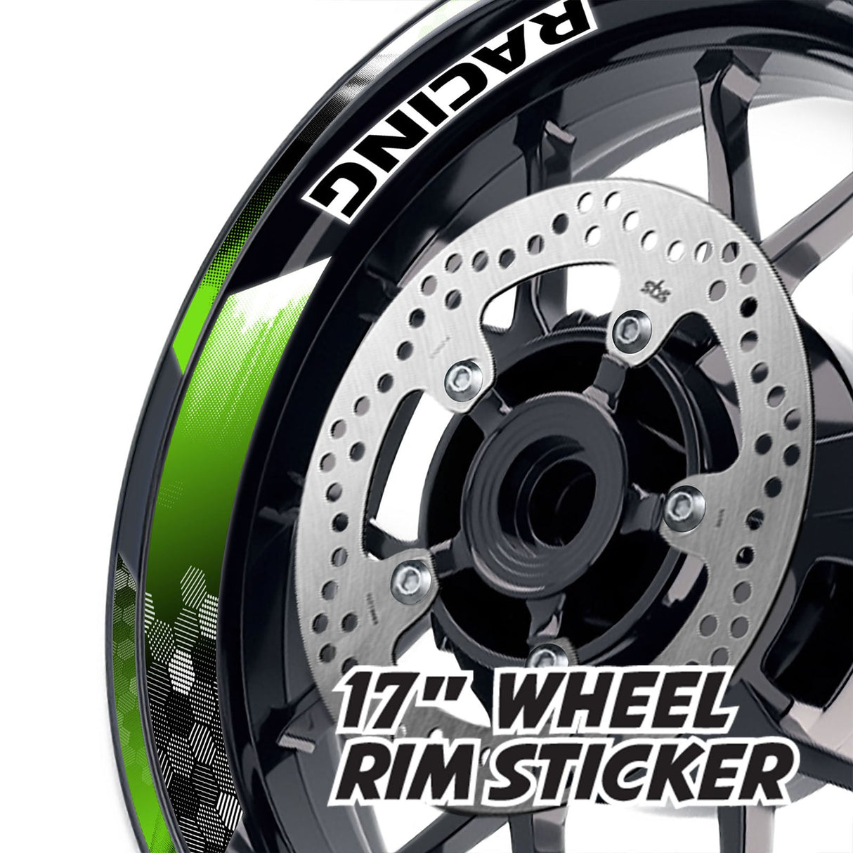 StickerBao Green 17 inch GP18 Platinum Inner Edge Rim Sticker Universal Motorcycle Rim Wheel Decal Racing For Honda