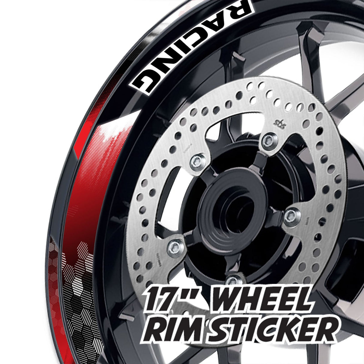 StickerBao Red 17 inch GP18 Platinum Inner Edge Rim Sticker Universal Motorcycle Rim Wheel Decal Racing For Kawasaki