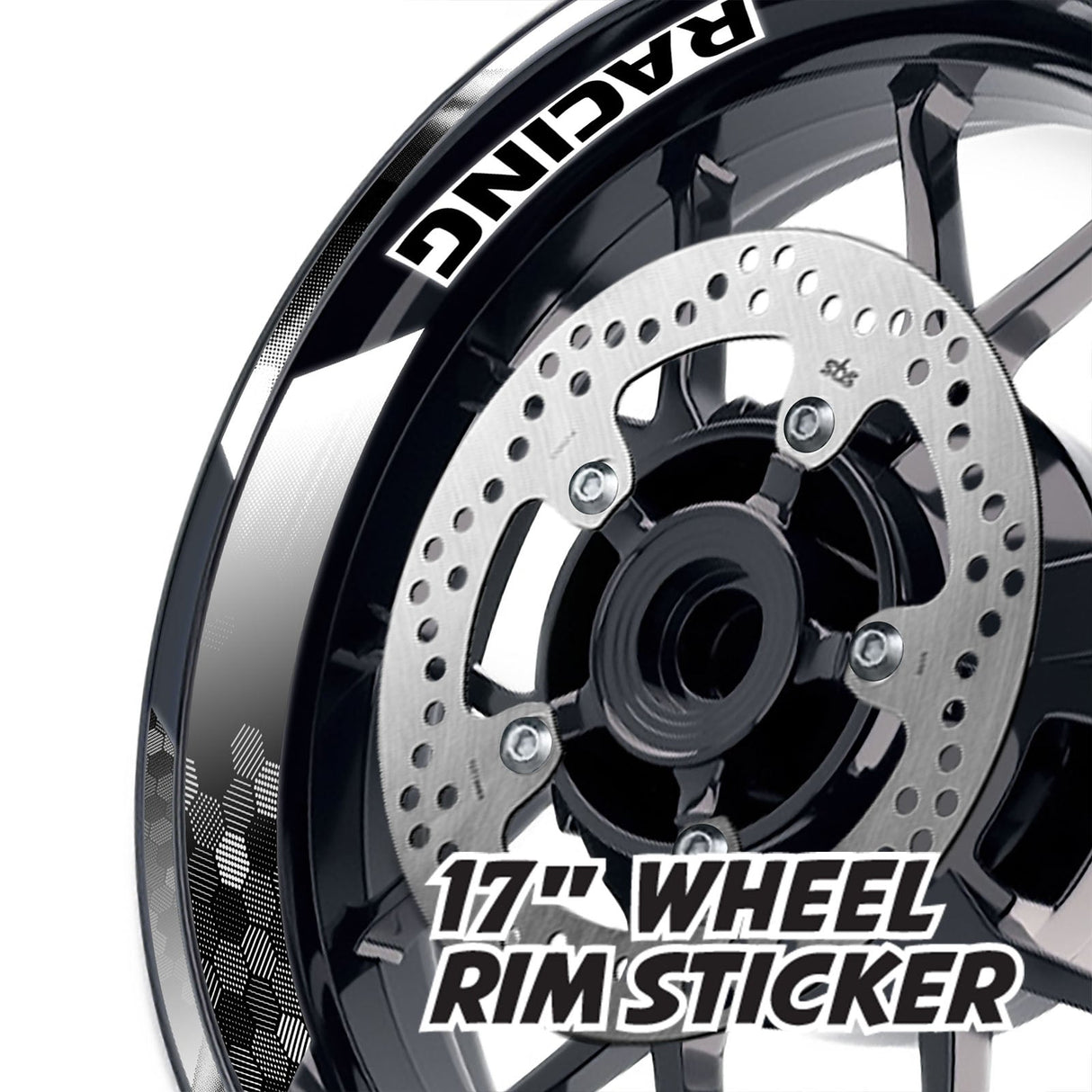 StickerBao White 17 inch GP18 Platinum Inner Edge Rim Sticker Universal Motorcycle Rim Wheel Decal Racing For Kawasaki