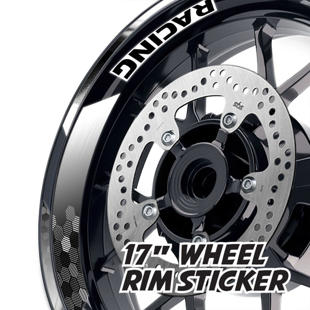 StickerBao White 17 inch GP18 Platinum Inner Edge Rim Sticker Universal Motorcycle Rim Wheel Decal Racing For Aprilia