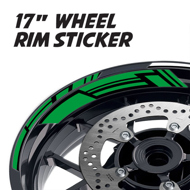 StickerBao Dark Green 17 inch GP19 Platinum Inner Edge Rim Sticker Universal Motorcycle Rim Wheel Decal Racing For Aprilia